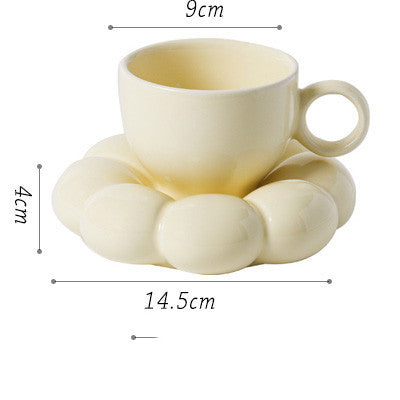 Flower Ceramic Mug with Saucer – Aesthetic Bloom Cup by BLOSÉ