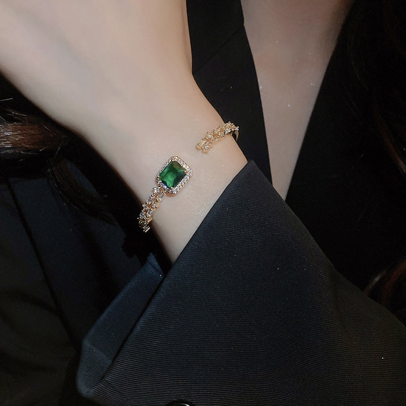 Emerald Gold Bracelet – Adjustable Luxe Statement by BLOSÉ