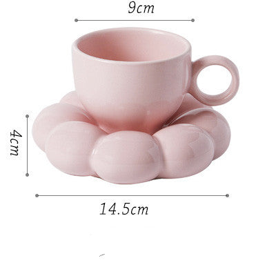 Flower Ceramic Mug with Saucer – Aesthetic Bloom Cup by BLOSÉ