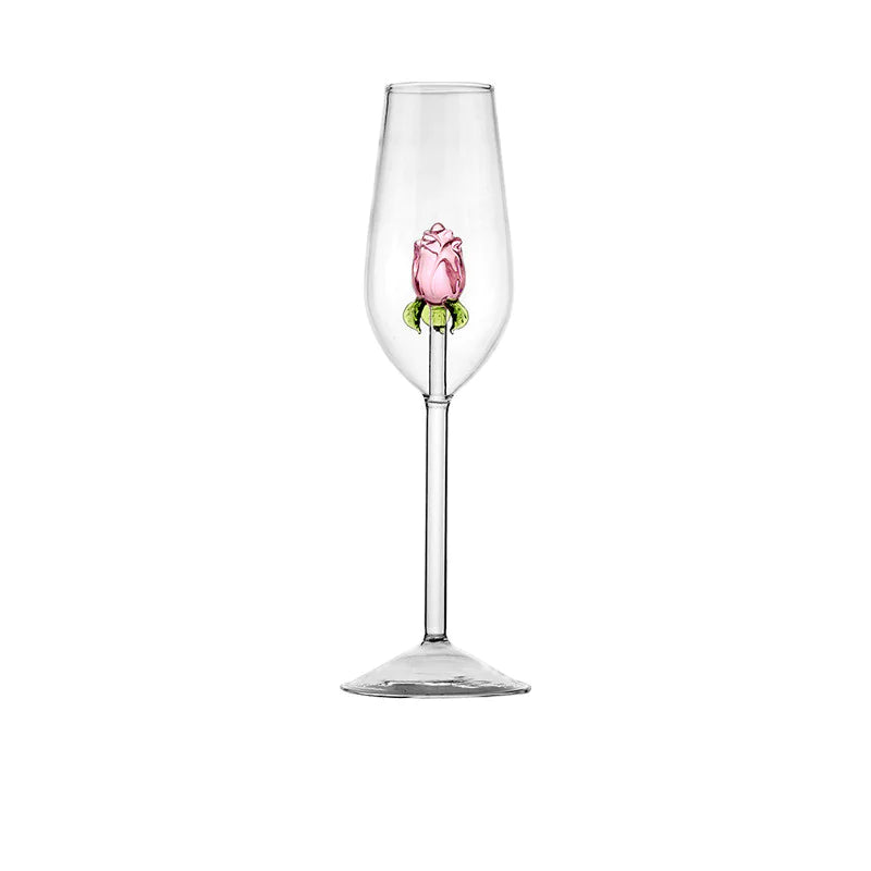 Elegant Rose Wine Glass – Romantic Artistic Gift for Couples & Special Occasions