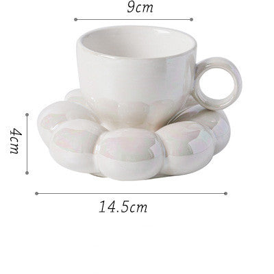 Flower Ceramic Mug with Saucer – Aesthetic Bloom Cup by BLOSÉ