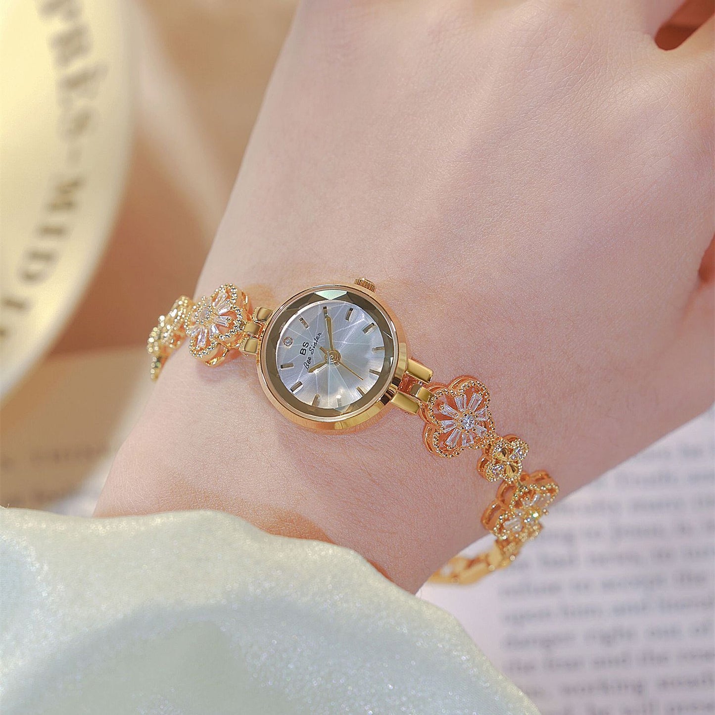 Crystal Floral Bracelet – Adjustable Luxe Look by BLOSÉ