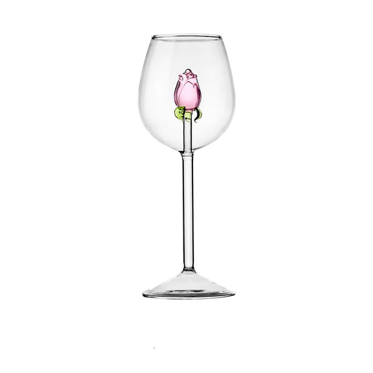 Elegant Rose Wine Glass – Romantic Artistic Gift for Couples & Special Occasions