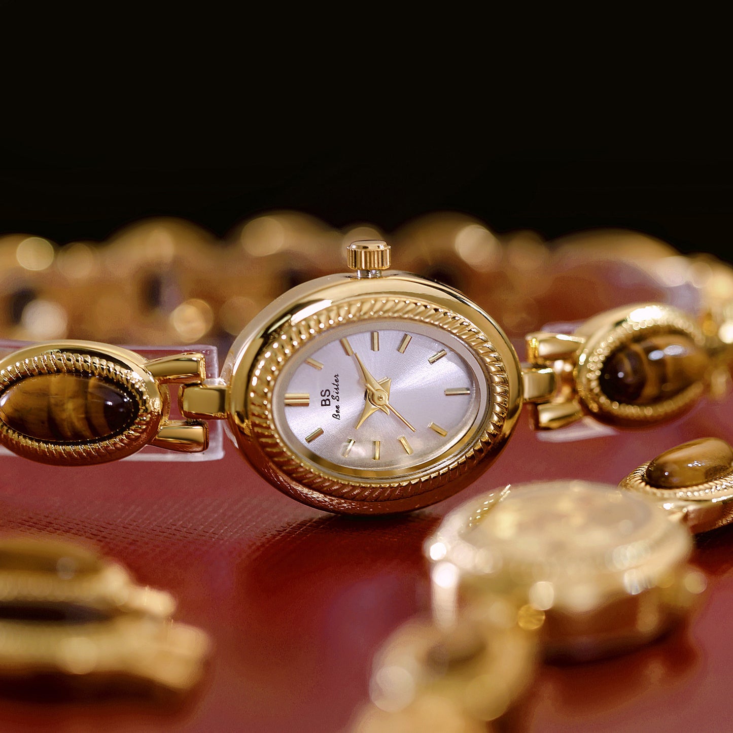 Tigereye Gold Bracelet Watch – Retro Statement Style by BLOSÉ