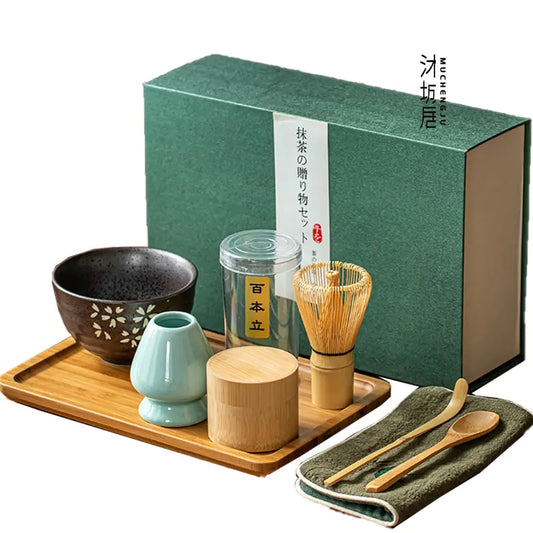 Traditional Japanese Matcha Tea Set – Bamboo Whisk & Ceramics Gift Box