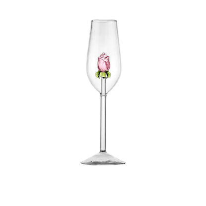 Elegant Rose Wine Glass – Romantic Artistic Gift for Couples & Special Occasions