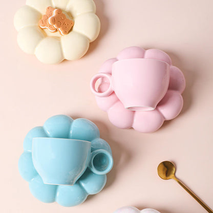 Flower Ceramic Mug with Saucer – Aesthetic Bloom Cup by BLOSÉ